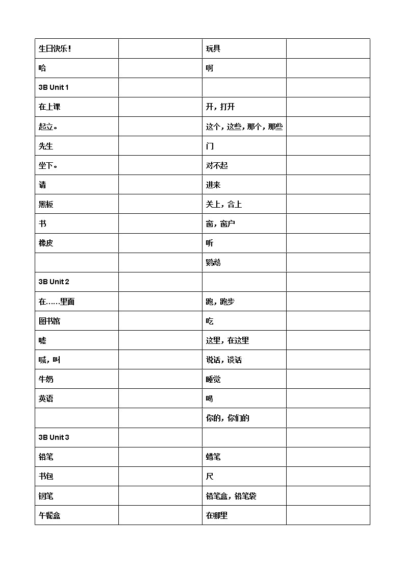 译林英语3A到6B单词默写 学案03