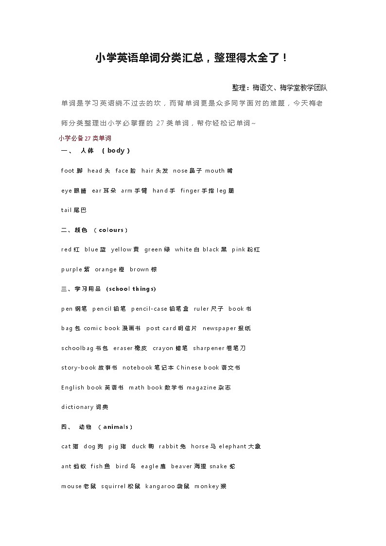 译林英语6B单词分类汇总第1页