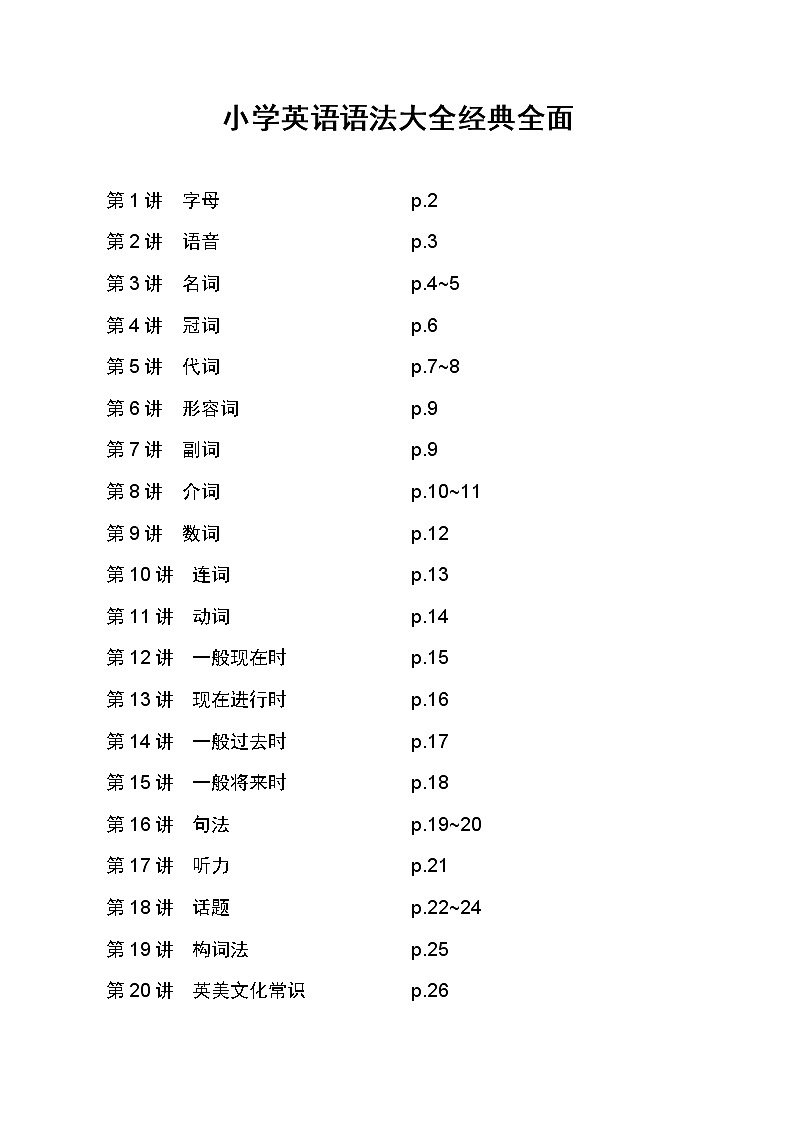 译林英语小学英语语法大全-经典全面第1页