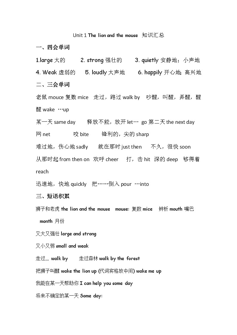 译林版六年级英语下册各单元知识点归纳第1页
