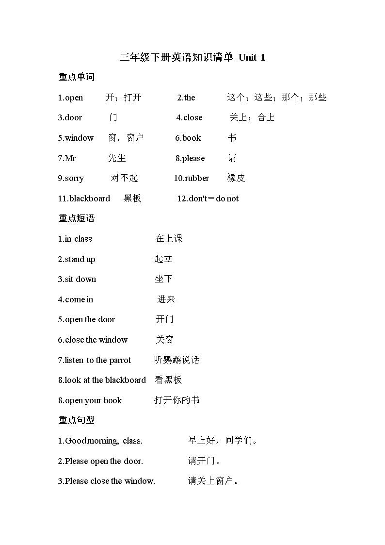 译林英语三年级下册3BUnit 1知识点01