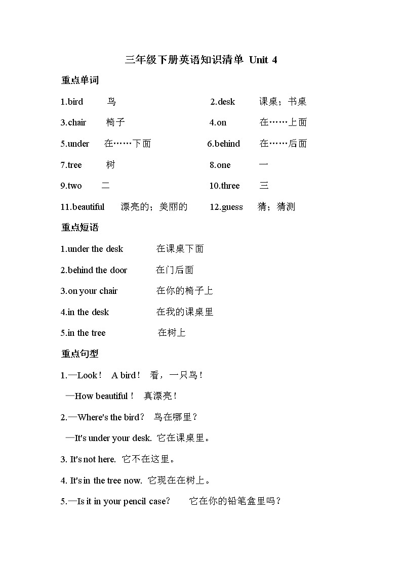译林英语三年级下册3BUnit 4知识点01