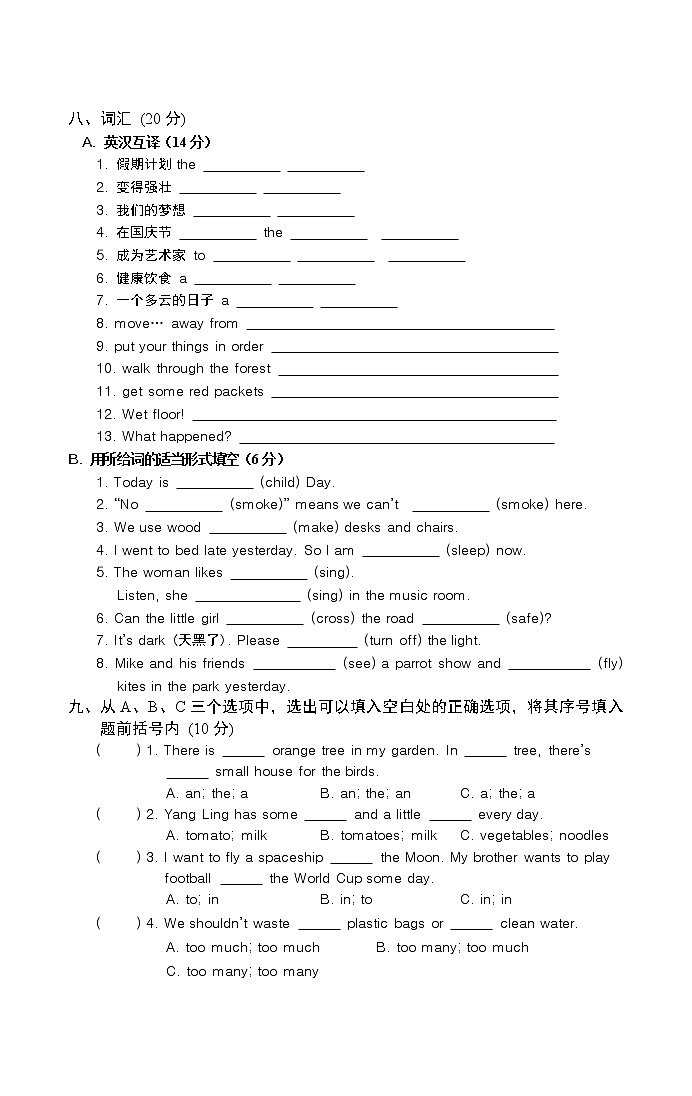 译林英语6B小升初毕业试卷 (1)03