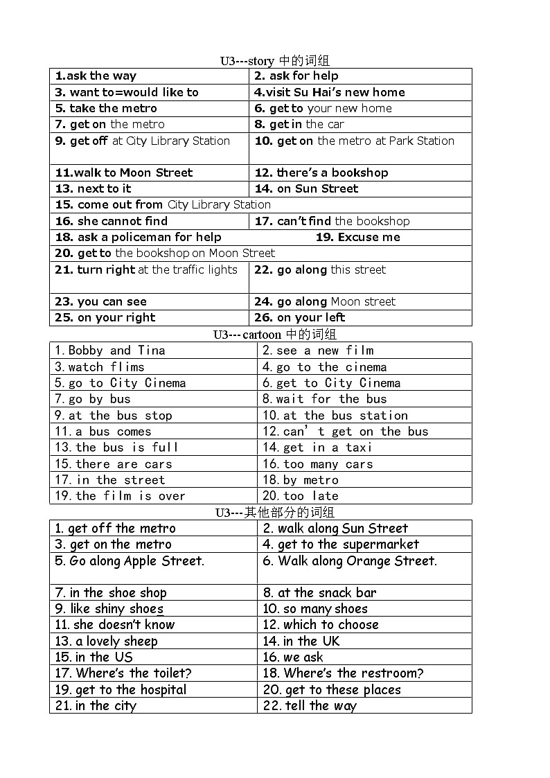 译林五下英语U3词组卷答案01