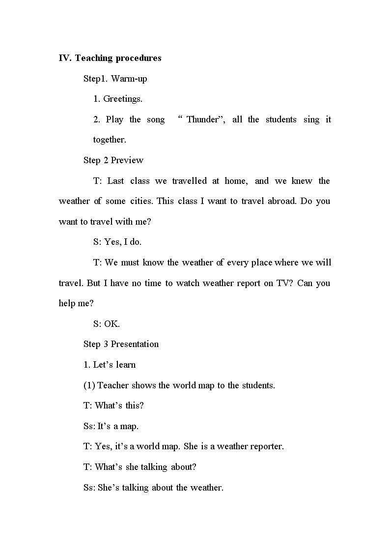 四年级下册英语教学设计-Unit3 Weather Part B ｜ 人教（PEP)(2014秋） (2)02