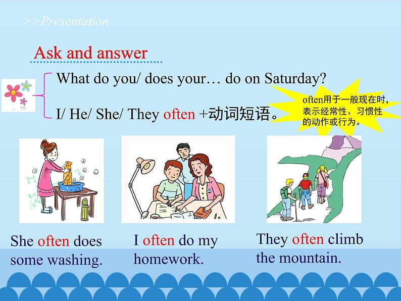 四年级下册英语课件-Unit 4 What Do You Do on Saturday？ Period 2  陕旅版（三起）06