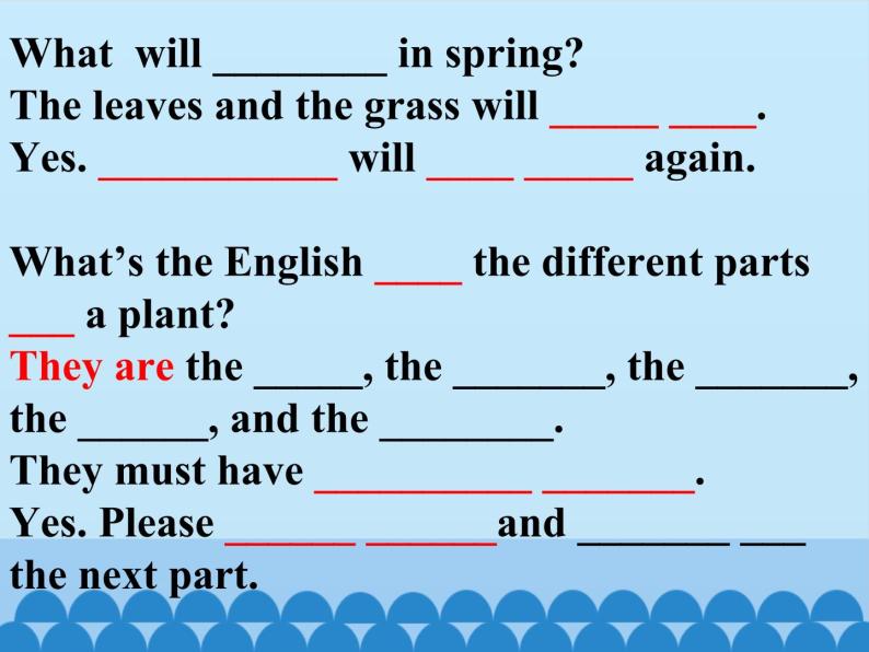 五年级下册英语课件－UNIT TWO   WHAT DO FLOWERS DO？  Lesson 5   北京课改版06
