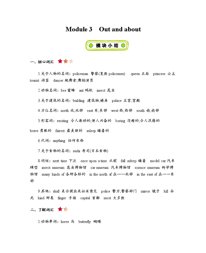 Module 3 Out and about 知识清单01