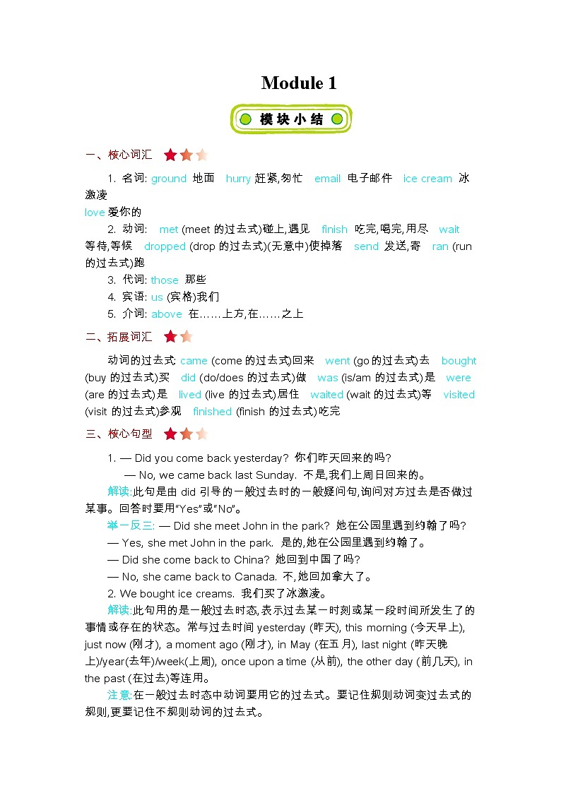 Module 1 知识清单第1页