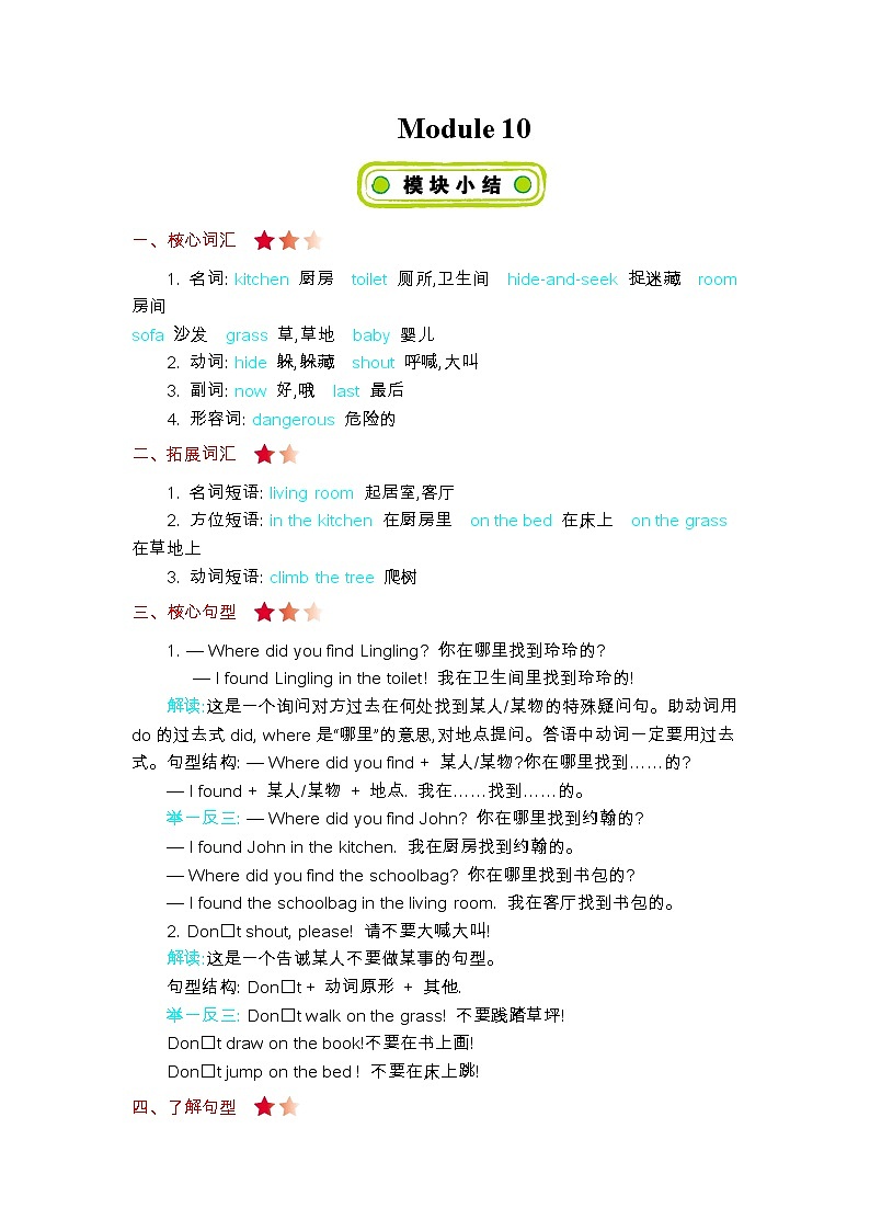 Module 10 知识清单01