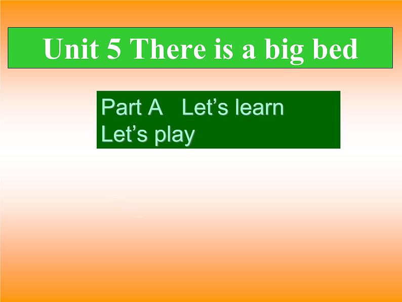 Unit 5 There is a big bed A Let’s learn & Let’s play 课件01