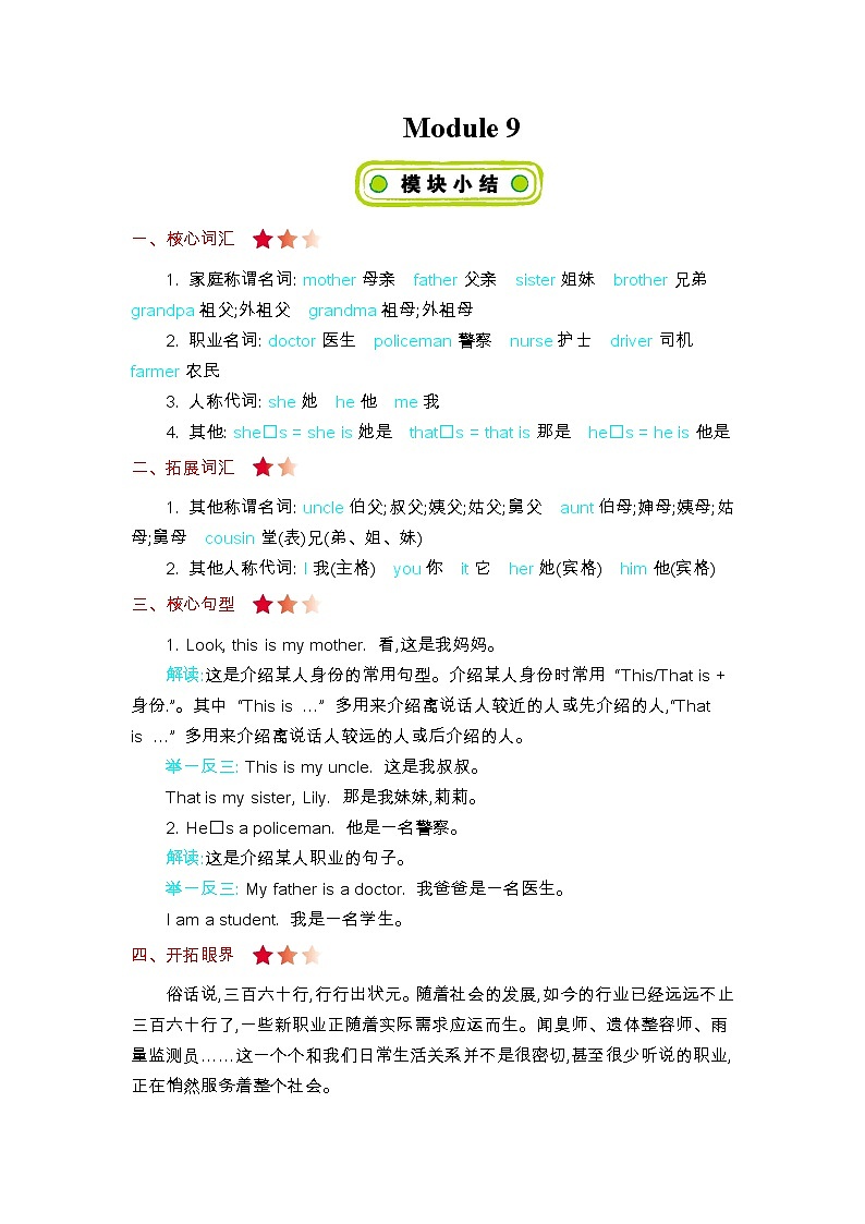 Module 9 知识清单01