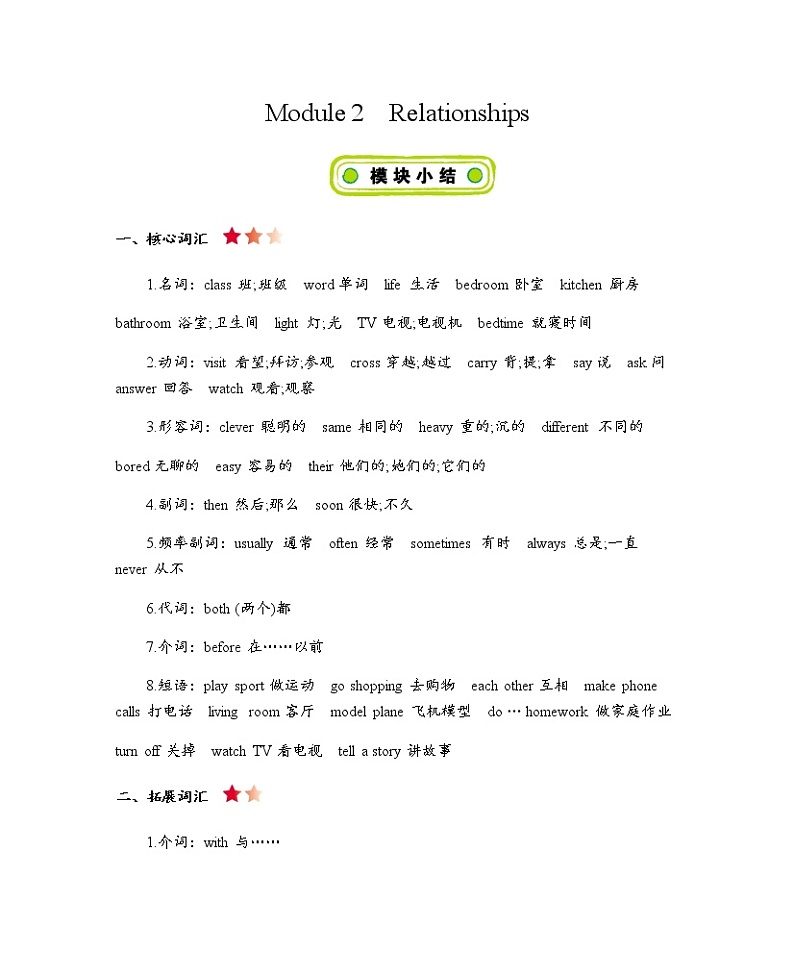 Module 2 Relationships 知识清单01