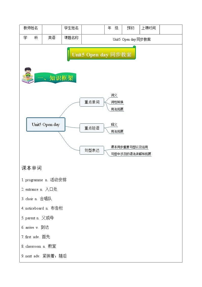 牛津上海版六年级上册英语 Unit 5 Open day第1页