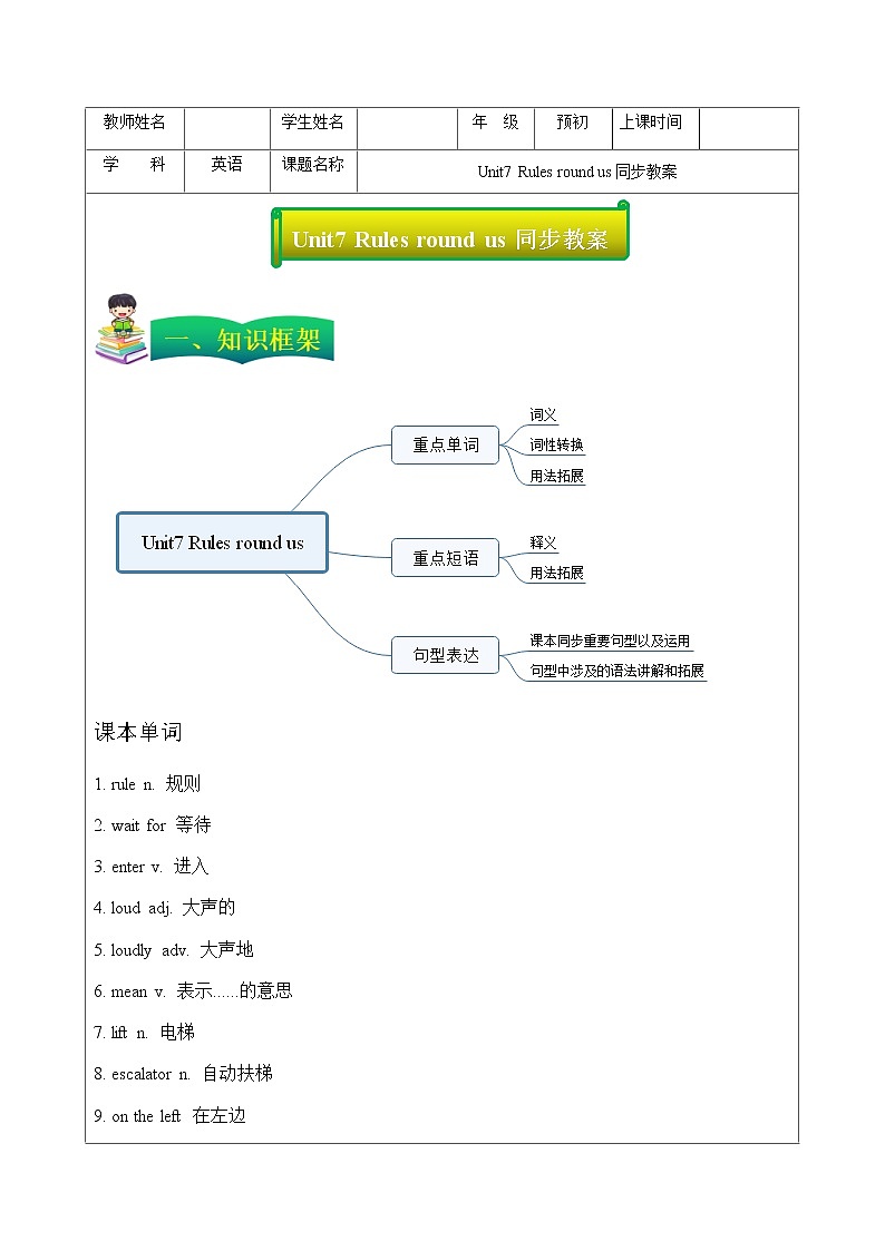 牛津上海版六年级上册英语 Unit 7 Rules round us第1页