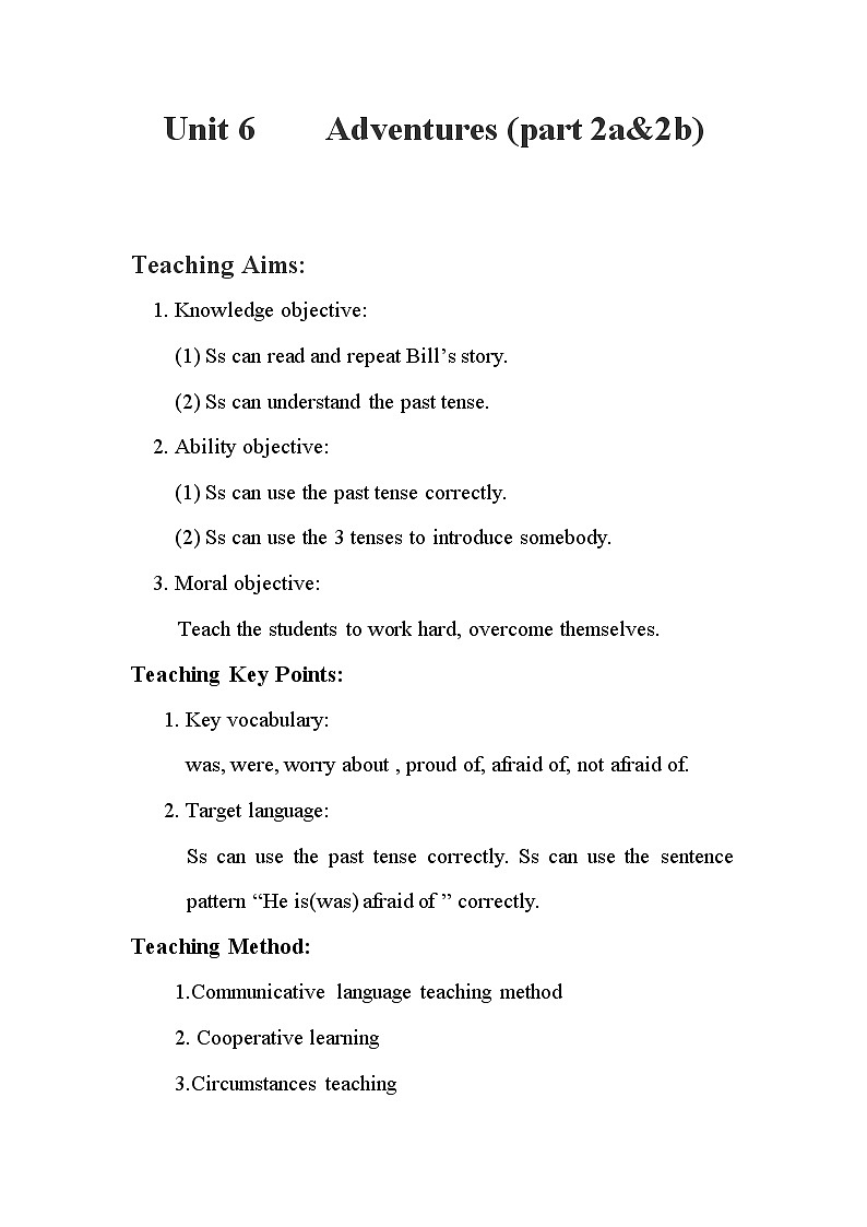 五年级上册英语教案- Unit6  Adventures join in 剑桥英语01