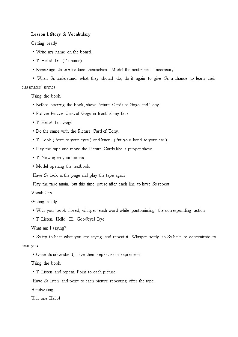 三年级上册英语教案-Unit 1 Hello!  广东开心英语（粤人版）02