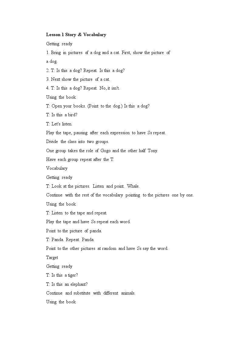 三年级上册英语教案-Unit 3 Animals  广东开心英语（粤人版）02