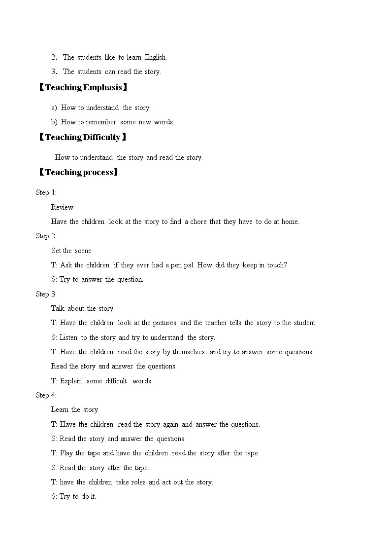 六年级上英语教案-Unit 6 Review 北师大版02