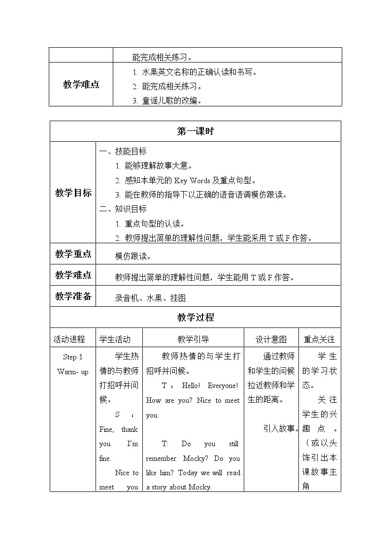 二年级下英语教案-Unit 7 Fruit 北师大版02