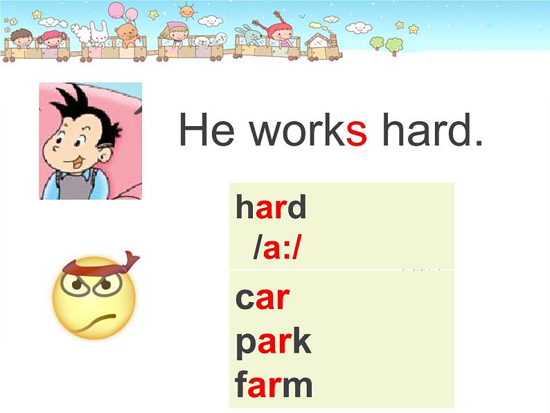 三年级下册英语课件- Module 8 Unit 1 He works hard.   外研社（一起）第8页