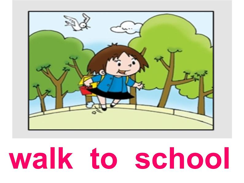 四年级上册英语课件- Module3 Unit1 She didn’t walk to school yesterday. 外研社（一起）第5页