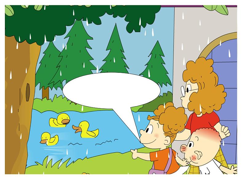 三年级上册英语课件- Module 3 Unit 2 The ducks are playing in the rain.  外研社（一起）06