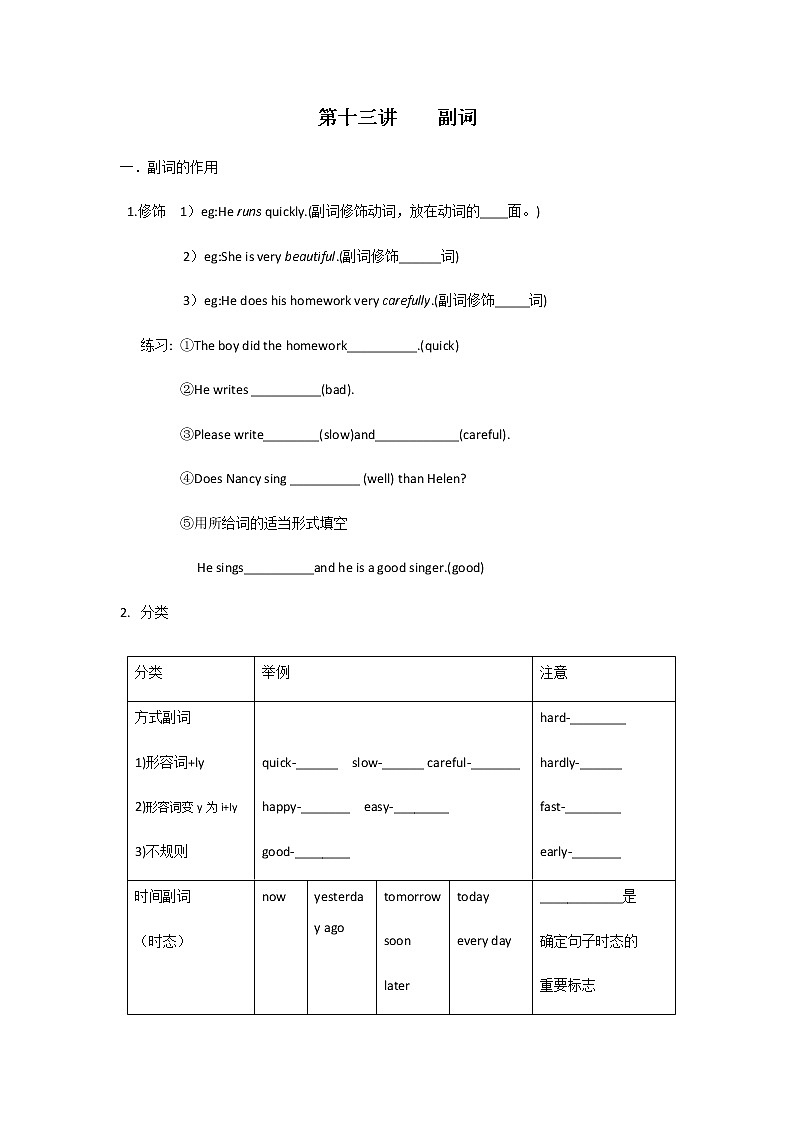 13【小升初英语专题复习】副词教案讲义及练习01