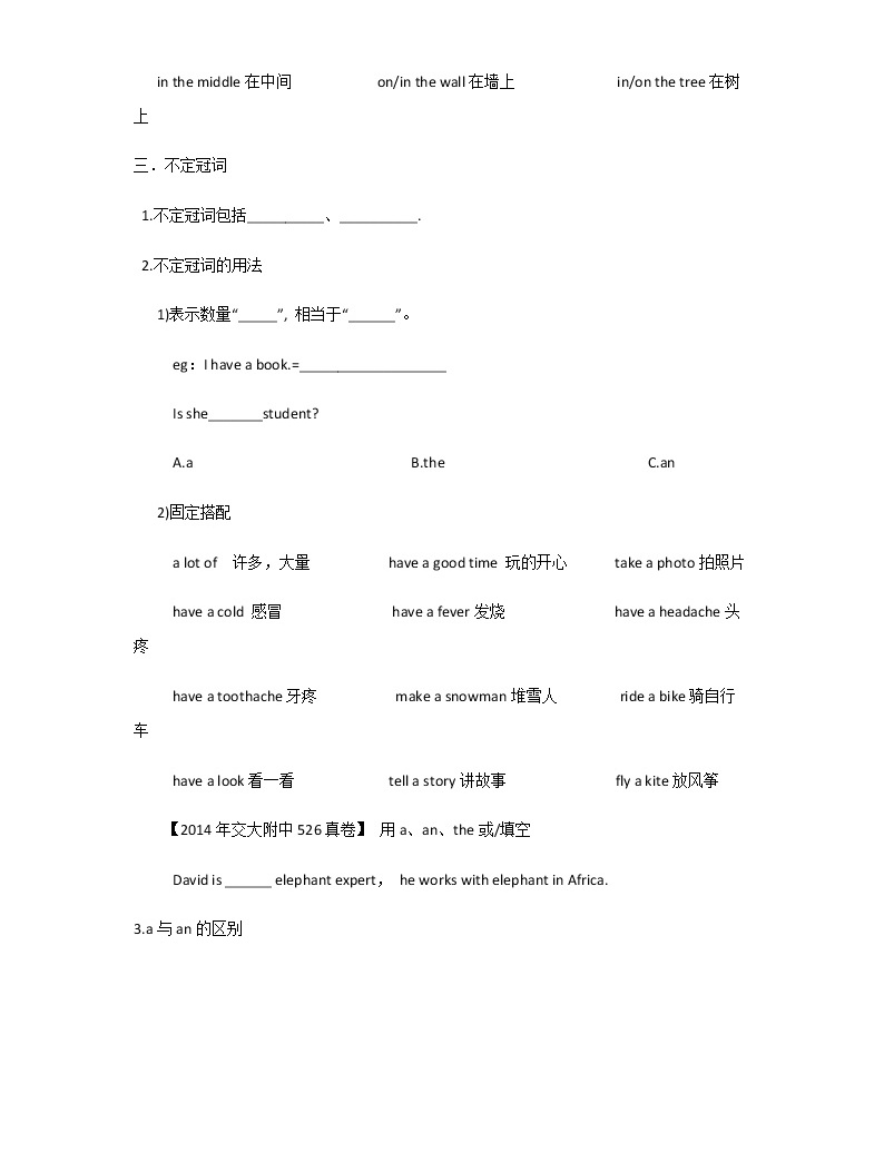 5【小升初英语专题复习】定冠词和不定冠词教案讲义及练习-教习网|教案下载