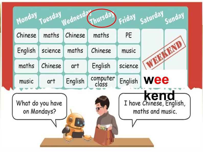 人教版（PEP)小学英语五上U2My Week PartB课件,教案+素材04