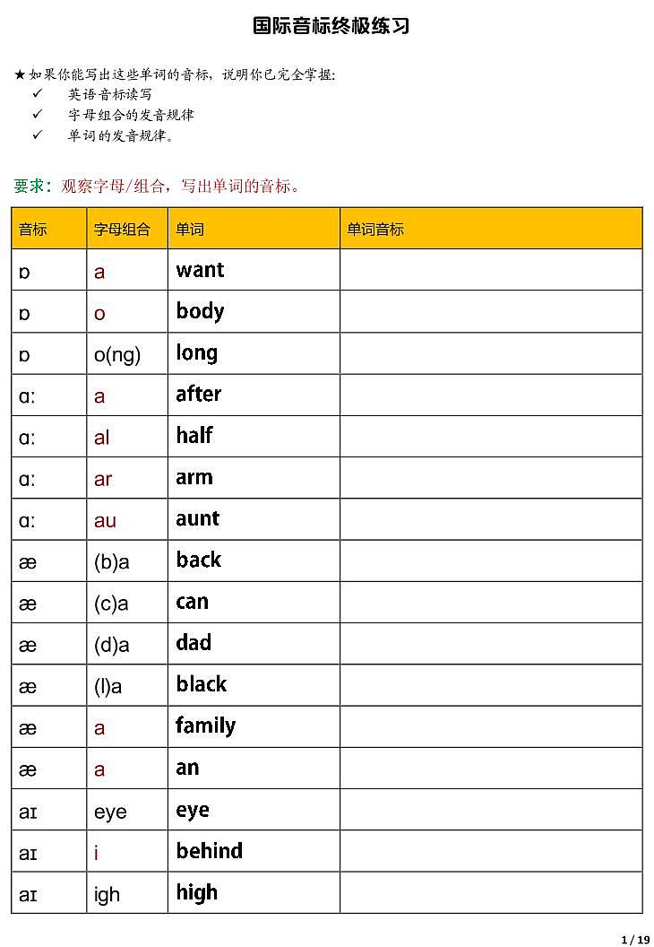 5-6丨英语国际音标资料大全 练习01