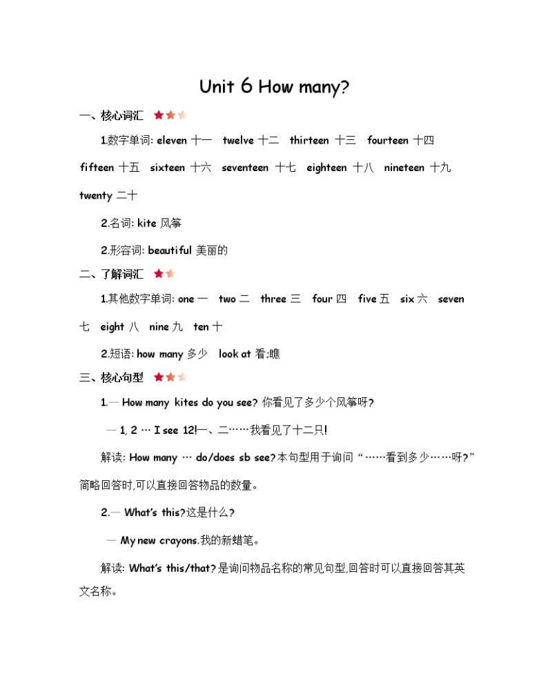Unit 6 How many 知识清单01