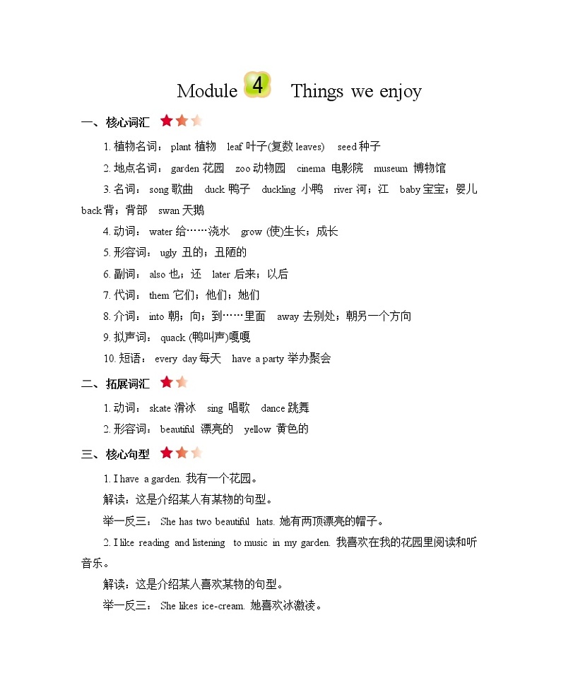 Module 4 Things we enjoy 知识清单01