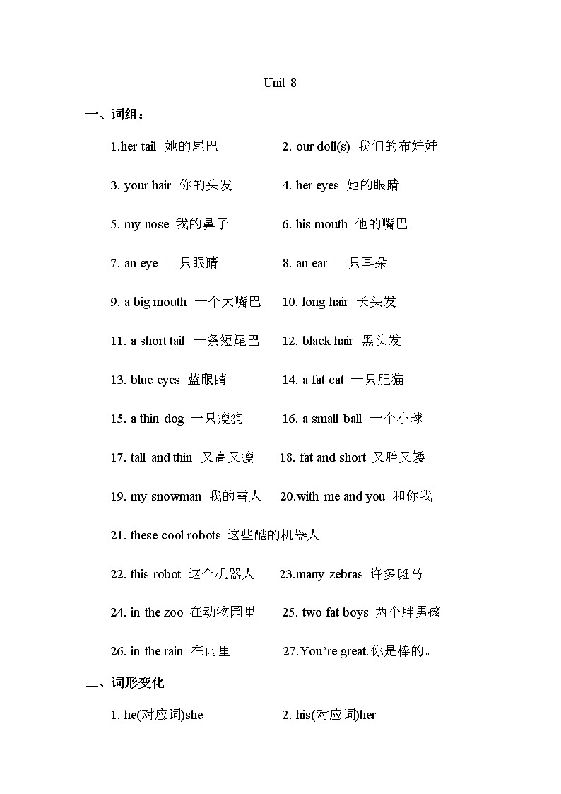 译林版四上英语Unit 8.知识点01