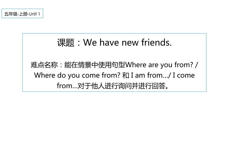 五年级上册英语课件-Unit1 We have new  friends. 人教精通版01