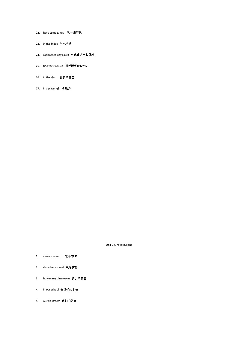 译林版5A五上 各单元词组和句子 试卷02