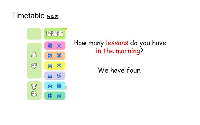 四年级下册英语课件-Unit 3 What subject do like best？Lesson 13  人教精通版.05