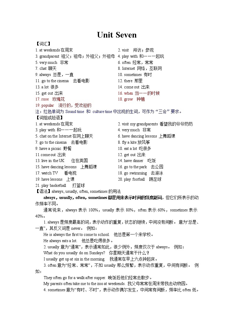 译林版五上英语5A Unit7 试卷01