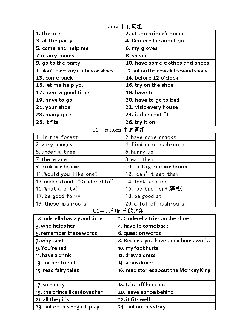 译林版五上英语U1词组卷答案01