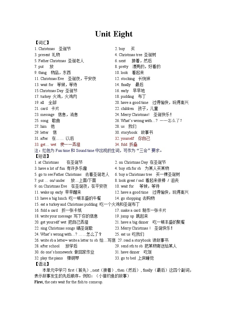 译林版五上英语5A Unit8 试卷01