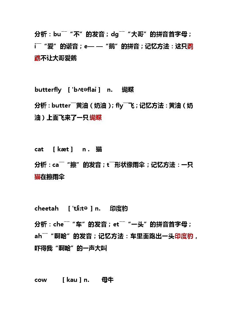 小学英语单词趣味记忆法+6年核心单词（附音标） 教案02