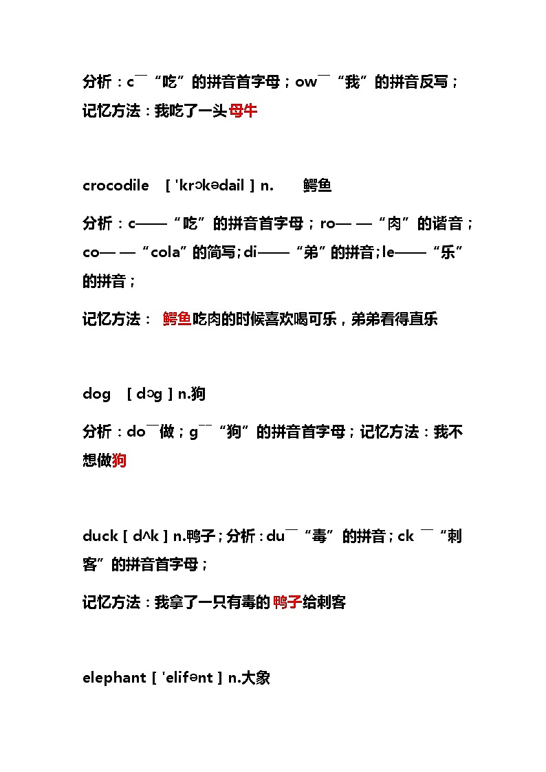 小学英语单词趣味记忆法+6年核心单词（附音标） 教案03