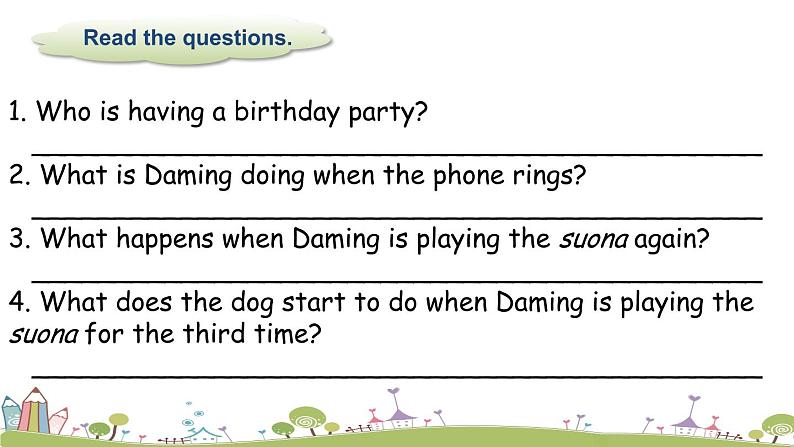 Module 5 Unit1 He is playing the suona, but the phone rings 课件+素材08