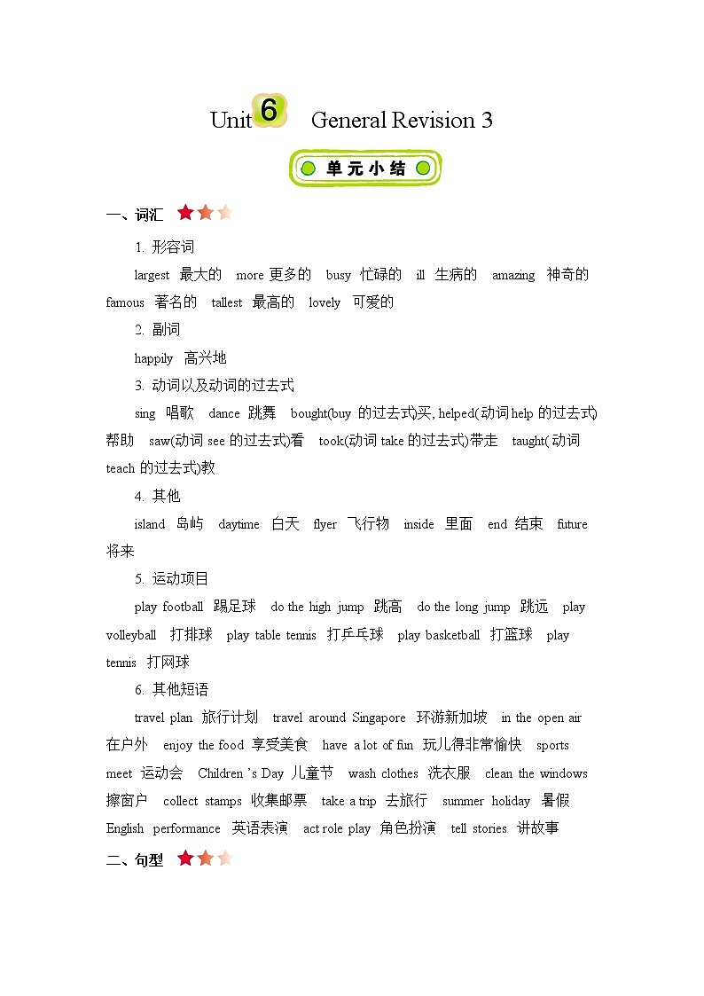 Unit 6 General Revision 3 知识清单01