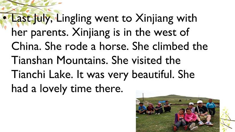 英语外研版5年级下册Module 6 Unit 2 She visited the Tianchi Lake 课件07