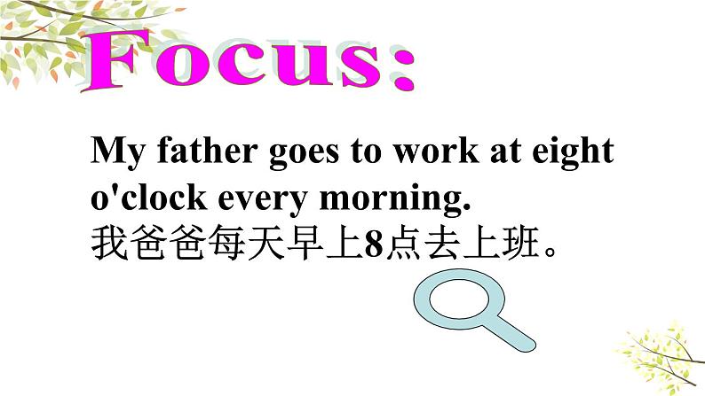 英语外研版5年级下册Module 7 Unit 1 My father goes to work at eight o'clock every morning 课件03