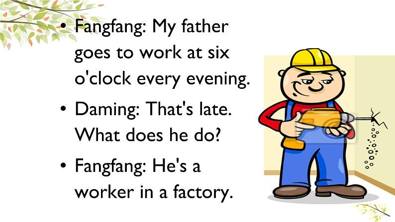 英语外研版5年级下册Module 7 Unit 1 My father goes to work at eight o'clock every morning 课件08