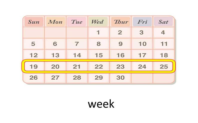 四年级下册英语课件-Unit 4 There are seven days in a week.  Lesson23 人教精通版.06