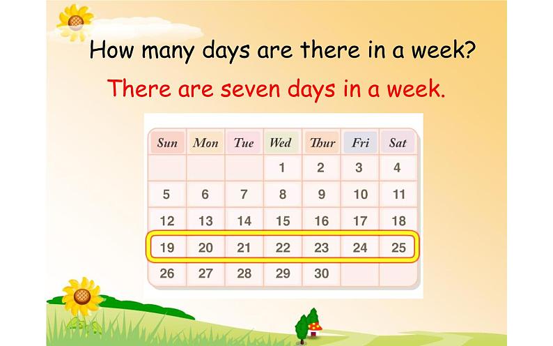 四年级下册英语课件-Unit 4 There are seven days in a week.  Lesson 19 人教精通版.04