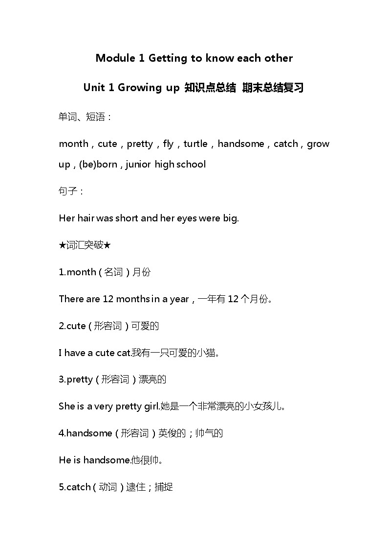 牛津深圳版小学英语六年级上册各单元知识点总结期末复习资料03